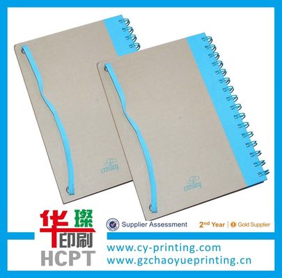 Custom spiral paper notebook with elastic bound