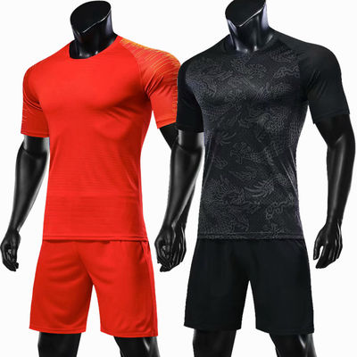 Professional New Men Kids  China Dragon Red/Black Sports Running Football Shirts Sets