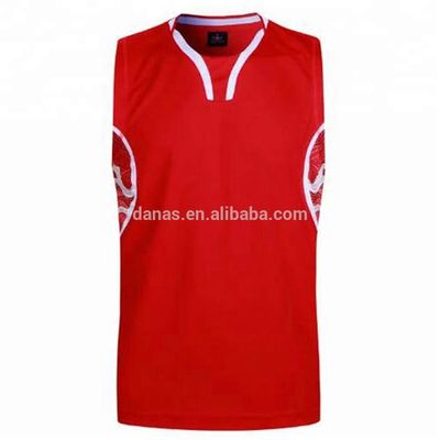 OEM Red fashion mesh polyester basketball jersey uniform set design