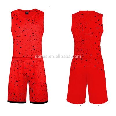 Customized Logo Printing Basketball Jersey Uniform Design Color Red