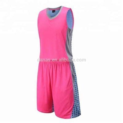 Factory wholesale cheap reversible basketball uniforms red and blue