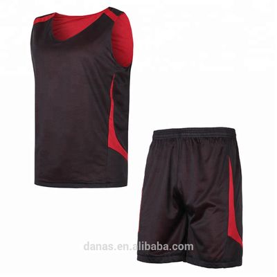 New custom design reversible red and black basketball jersey