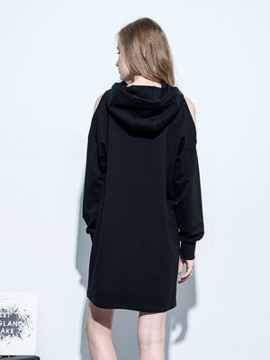 Clothing Fashion Women Cold Shoulder Hoodie Dress
