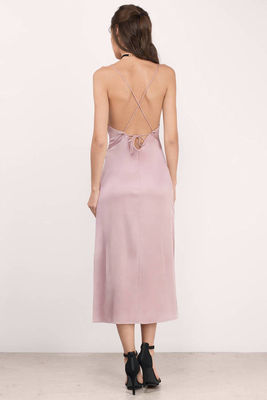 Sexy Satin Summer Midi Dress Women with Slit