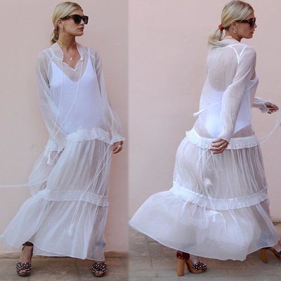 Clothing Fashion Women See-Through Sexy Beach Cover Up Dresses
