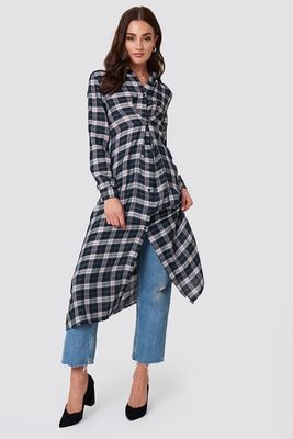 2019 New Arrivals Buttoned Asymmetric Shirt Dress Blue Dress Autumn Women