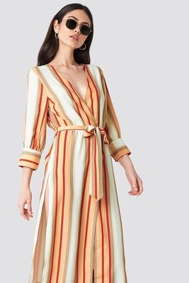 2018 Striped Kimono Multicolor Women Autumn Dress