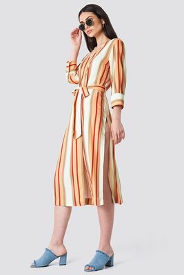 2018 Striped Kimono Multicolor Women Autumn Dress