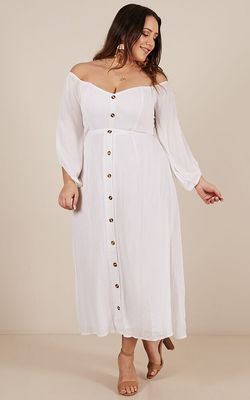 Women Clothing Long Sleeve Sorrento Dreaming Dress In White Linen Look