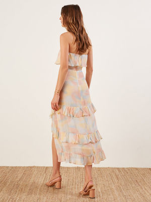 Womens Clothing Ruffle Midi Dress Fashion Women with Slit