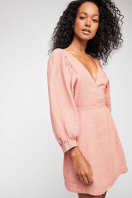 2018 Fall V Neckline With Button Front And Puff Sleeve Mini Women Dress Cheap