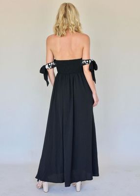 New Boho Off Shoulder Summer Backless Maxi Dresses With Tie Up Sleeves
