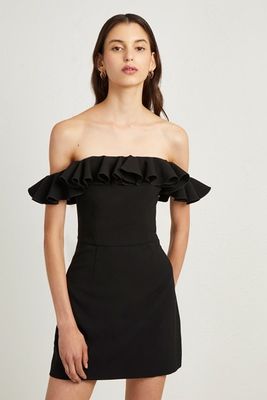 Fashion Black Off Shoulder Dress Sexy Ladies Ruffle