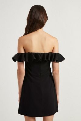 Fashion Black Off Shoulder Dress Sexy Ladies Ruffle