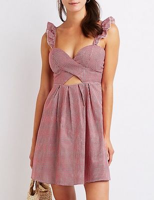 Mini Breathable OEM Dress 2018 Custom Gingham Sun Dress Ruffle