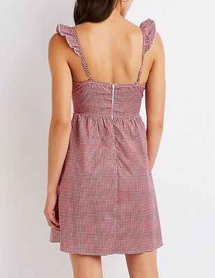 Mini Breathable OEM Dress 2018 Custom Gingham Sun Dress Ruffle