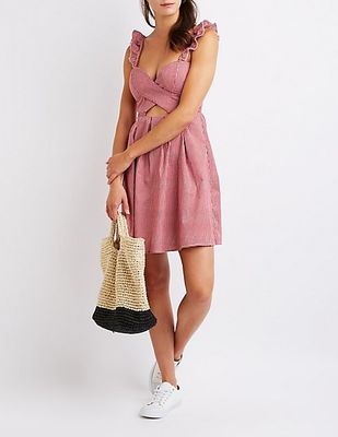 Mini Breathable OEM Dress 2018 Custom Gingham Sun Dress Ruffle