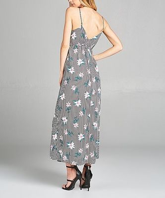 Chinese Clothing Manufacturers Black Stripe Sexy Maxi Dress Floral Ladies