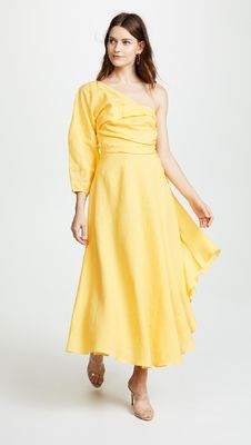Fashion Asymmetrical Clothing One Shoulder With Long Sleeve Woman  Maxi Dress Summer