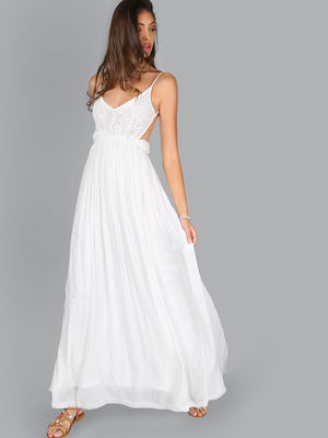 Greek Goddess V neck Maxi Crochet Dress Summer Apparel