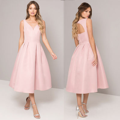 Pink Sleeveless Open Back Long Dress Woman