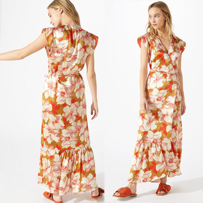 Boho Hibiscus Wrap Maxi Women Dress