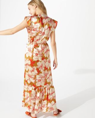 Boho Hibiscus Wrap Maxi Women Dress