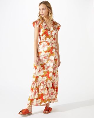 Boho Hibiscus Wrap Maxi Women Dress