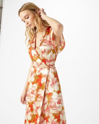 Boho Hibiscus Wrap Maxi Women Dress