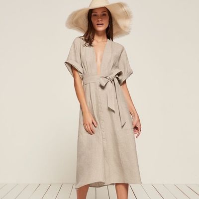 Bohemian Clothing Women Kimono Style V neck Maxi Linen Dress