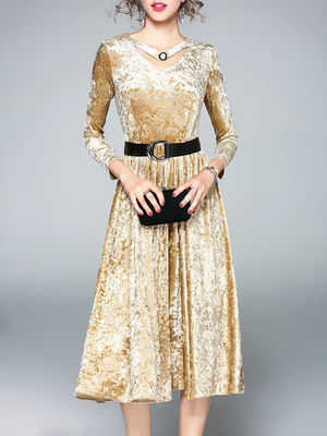 A-line Long Sleeve elegant office dresses for lady