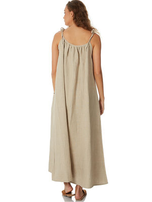 Women 100% Linen Old Fashion Maxi Dress