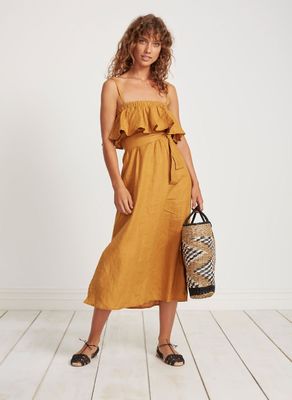 Boho Clothing Women Adjustable Straps Maxi Linen Dress