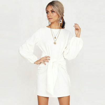 Women Apparel Summer White Puff Sleeve Mini Dress