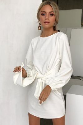 Women Apparel Summer White Puff Sleeve Mini Dress