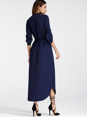 Mexican Embroidered Side Split Belt Dress