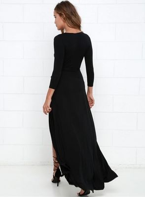 Sexy Long Plain Black Dresses For Girls