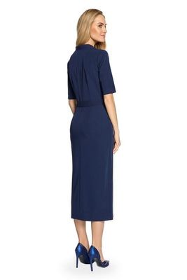 Women Office Clothes Navy Blue Elegant Dress Maxi Dress