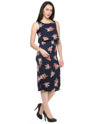 Elegant Work Wear Printed Dress Women With Sleeveless