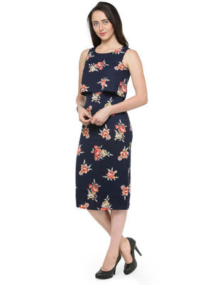 Elegant Work Wear Printed Dress Women With Sleeveless