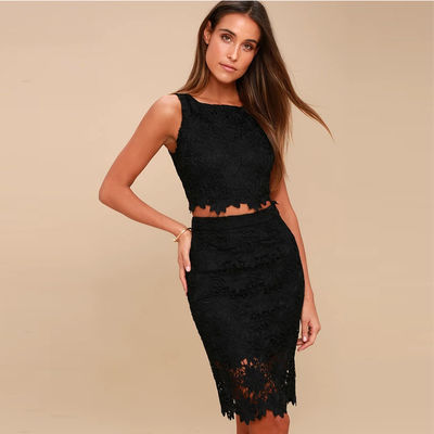 Summer Season Women Lace Two Piece Dress Office Wear