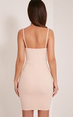 Nude Cut out mini dress front designs wrap bodycon fish cut dress
