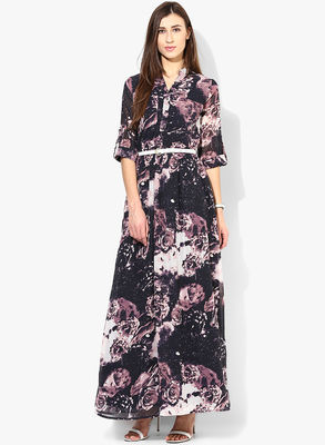 long sleeve newest design coloured maxi dress
