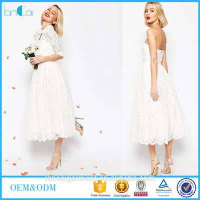 Latest Lace Bandeau With Crop Jacket Ladies Two Piece Prom Dress