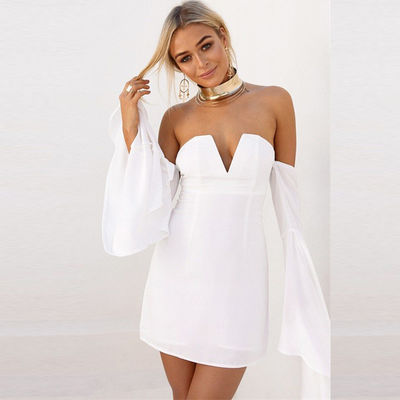 Sexy Women Off shoulder Bodycon White Women Dress