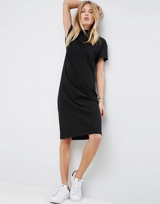 Hot sale Custom Blank Short Sleeve High Neck Cotton Spandex T Shirt Dress LC8429-N