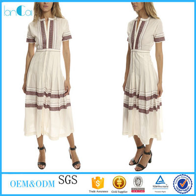 Alibaba white embroidered short sleeve bohemian long dress