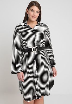 fashion plus size clothing long sleeve striped pattern dresses