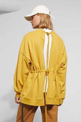 Fall Clothing Women Open Back Crewneck Blanket Sweatshirt
