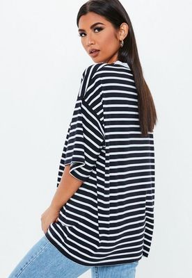 Oversized Custom Stripe Drop Shoulder T Shirt Printing